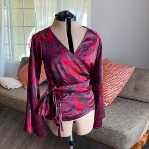 Banana Republic silk flowered wrap blouse
